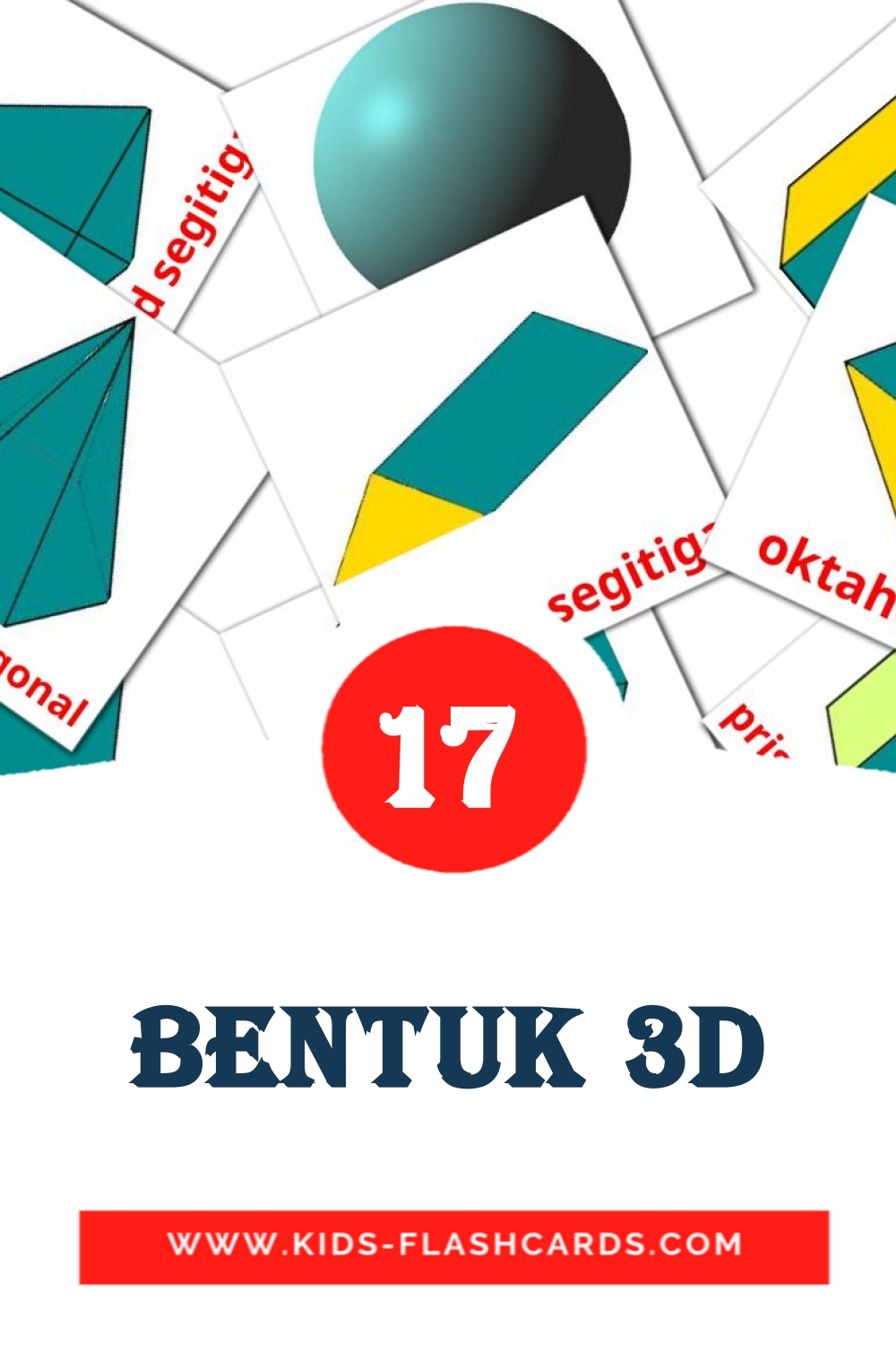17 cartes illustrées de bentuk 3D pour la maternelle en malais