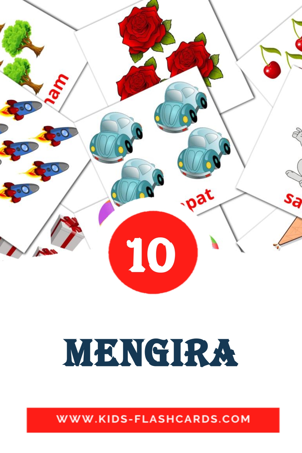 Mengira на малайском для Детского Сада (10 карточек)
