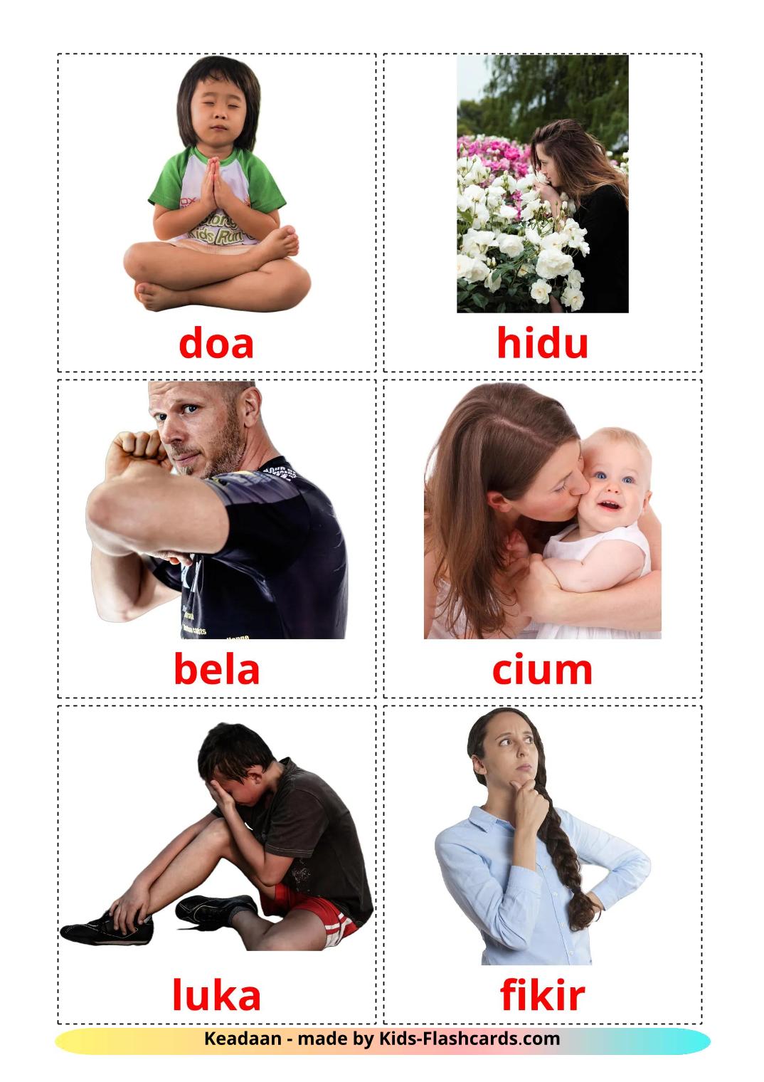 Les Verbes d'États - 24 flashcards malais stampabili gratuitamente