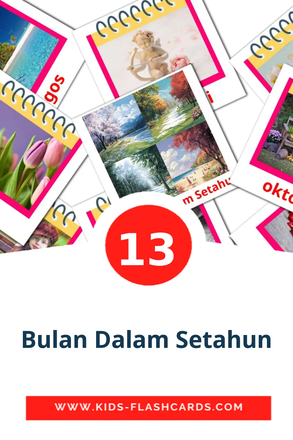 13 Bulan Dalam Setahun Picture Cards for Kindergarden in malay