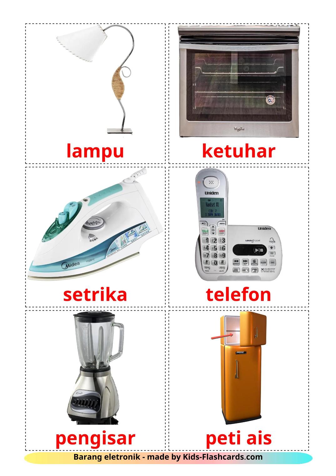 Eletrônicos - 33 Flashcards malaioes gratuitos para impressão