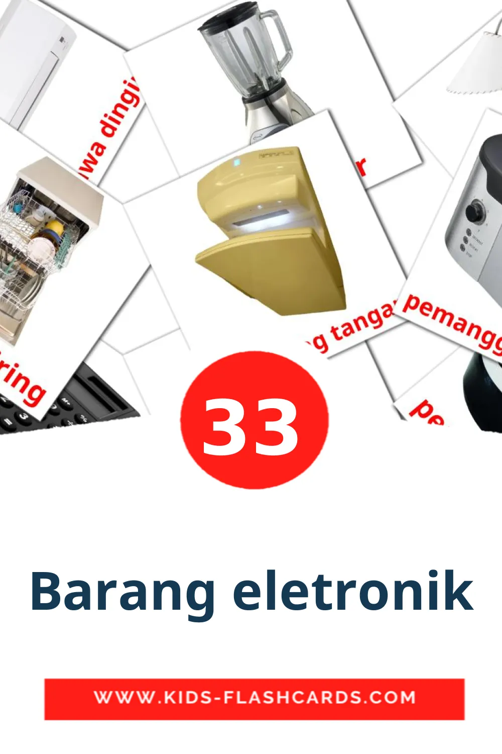 33 Cartões com Imagens de Barang eletronik para Jardim de Infância em malaio