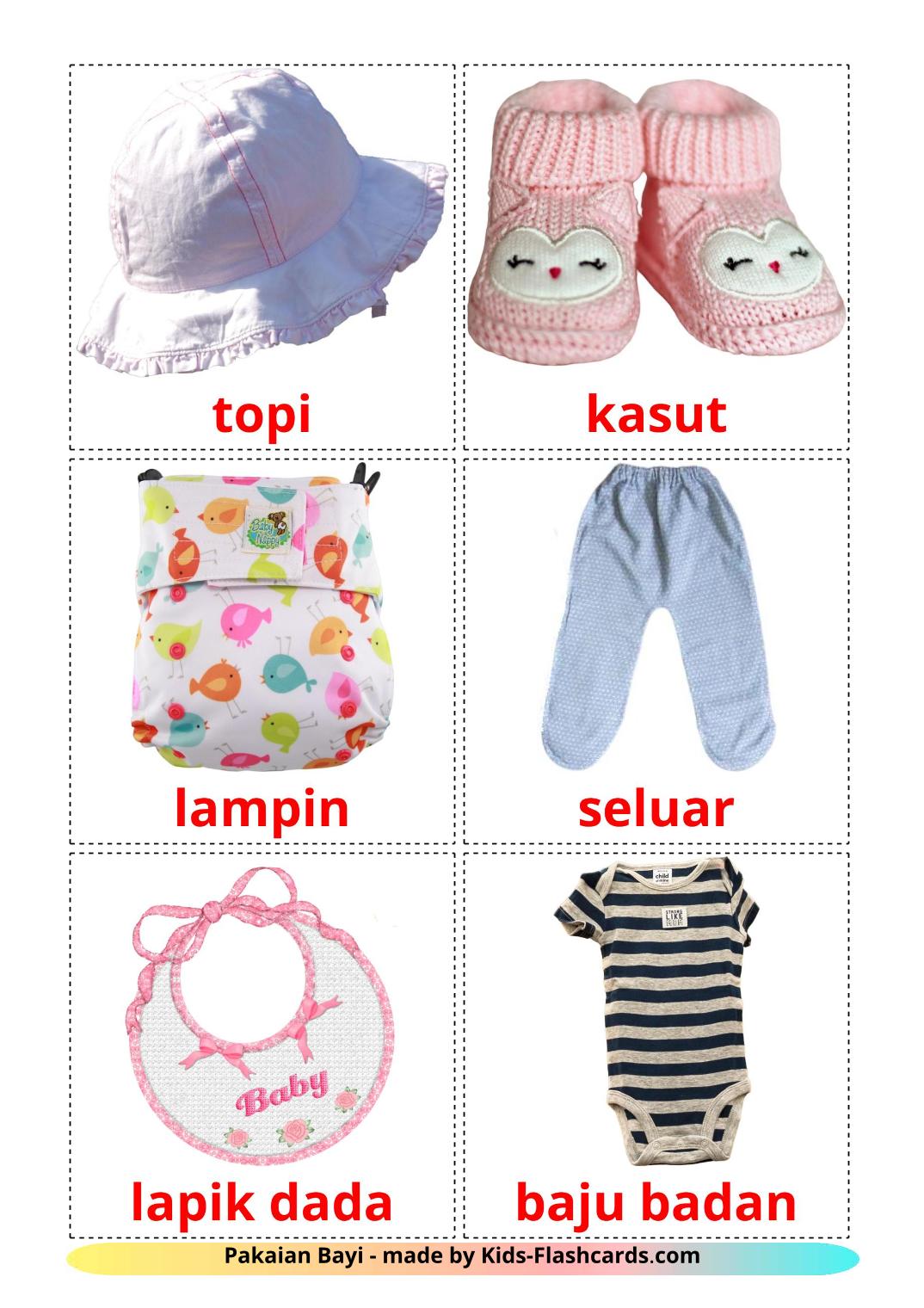 Baby clothes - 11 Free Printable malay Flashcards 