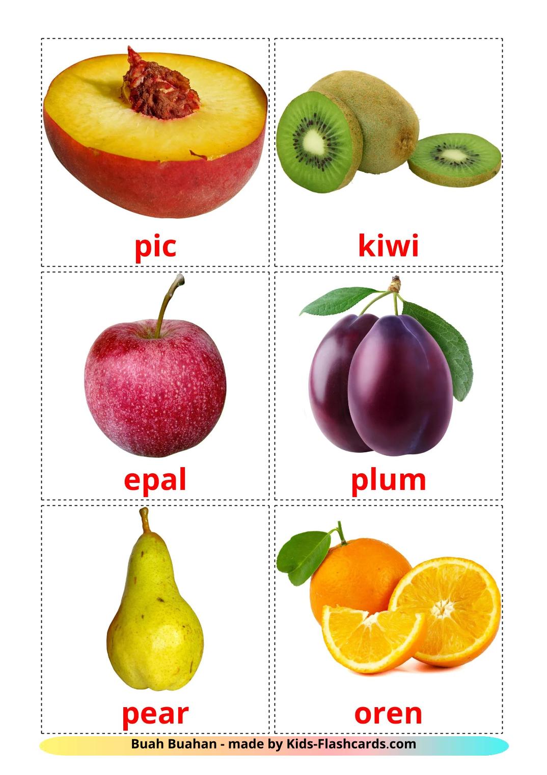 Fruits - 21 Free Printable malay Flashcards 