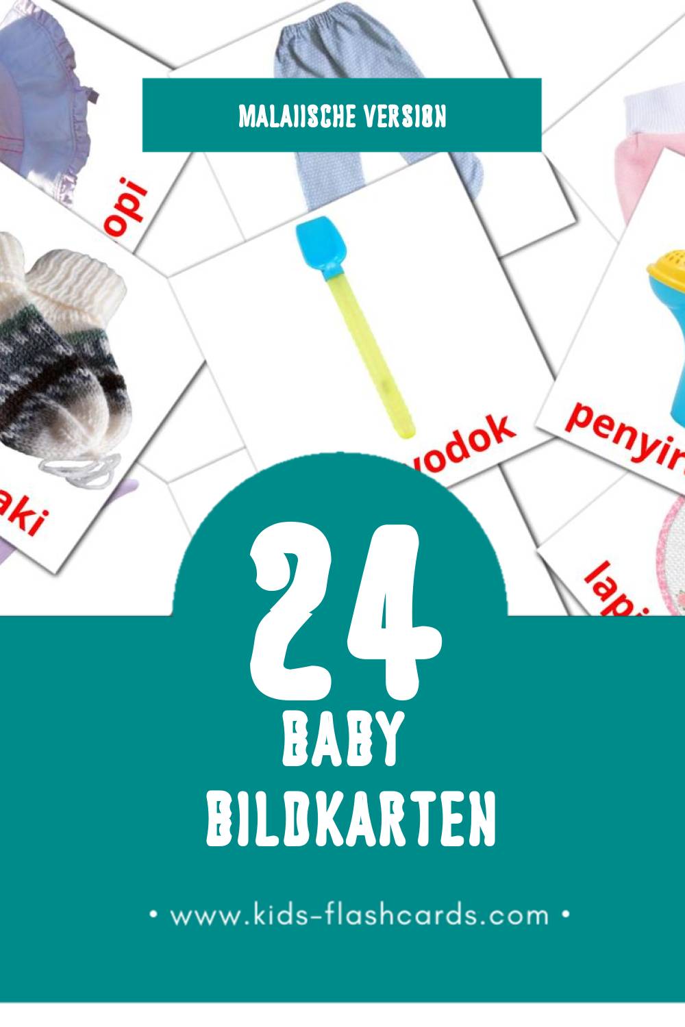 Visual Bayi Flashcards für Kleinkinder (24 Karten in Malaiisch)