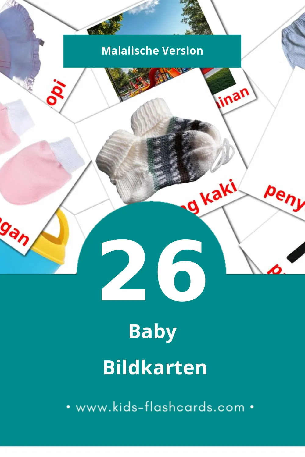 Visual Bayi Flashcards für Kleinkinder (26 Karten in Malaiisch)