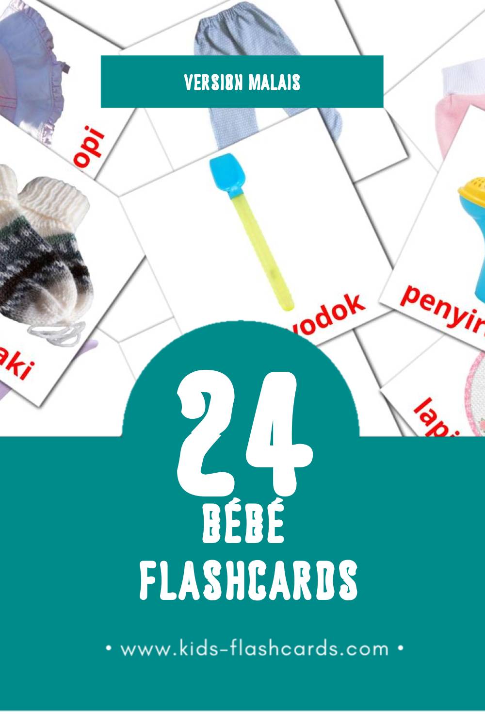 Flashcards Visual Bayi pour les tout-petits (13 cartes en Malais)