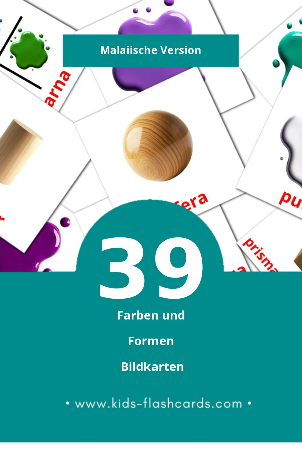 Visual Warna dan Bentuk Flashcards für Kleinkinder (39 Karten in Malaiisch)