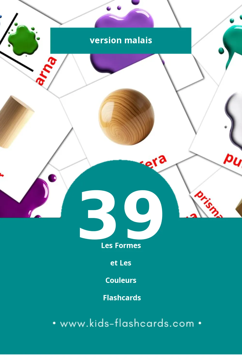 Flashcards Visual Warna dan Bentuk pour les tout-petits (39 cartes en Malais)