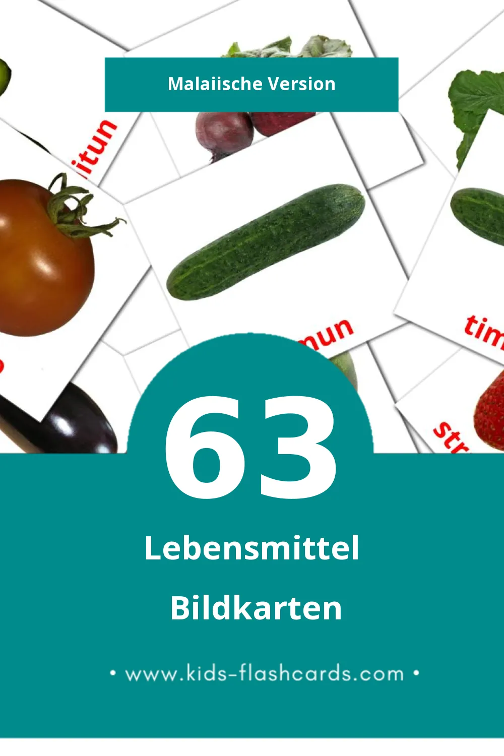 Visual Makanan Flashcards für Kleinkinder (63 Karten in Malaiisch)