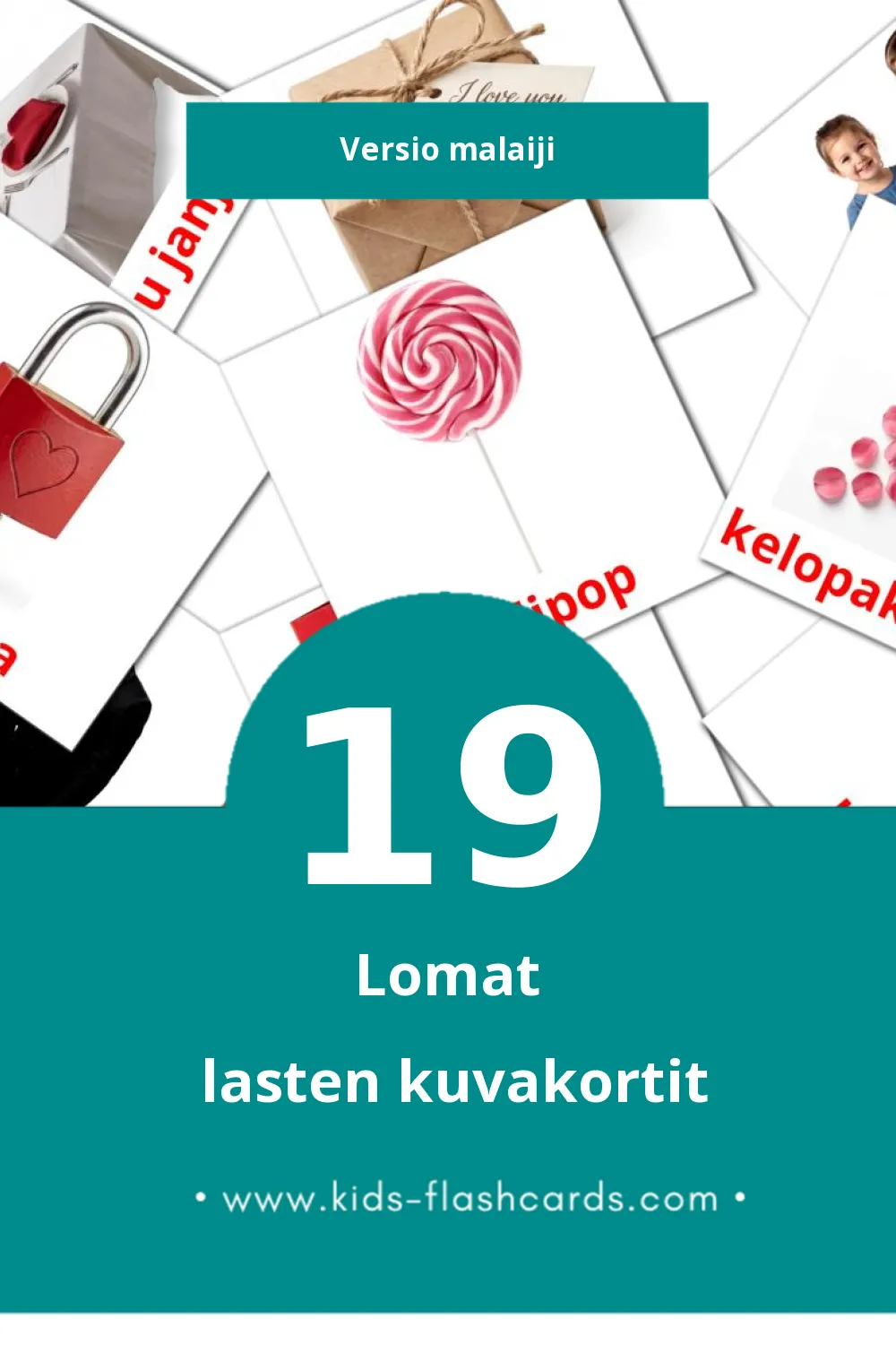 Cuti lasten kuvakortit pikkulapsille (19 korttia Malaijiksi)