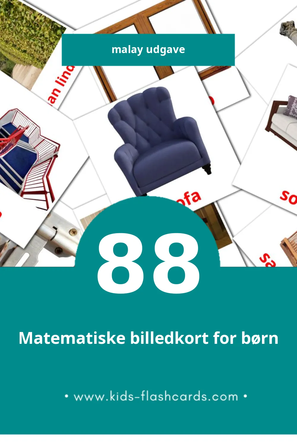 Visuelle billedkort for børn om Rumah til småbørn (88 kort på Malay)