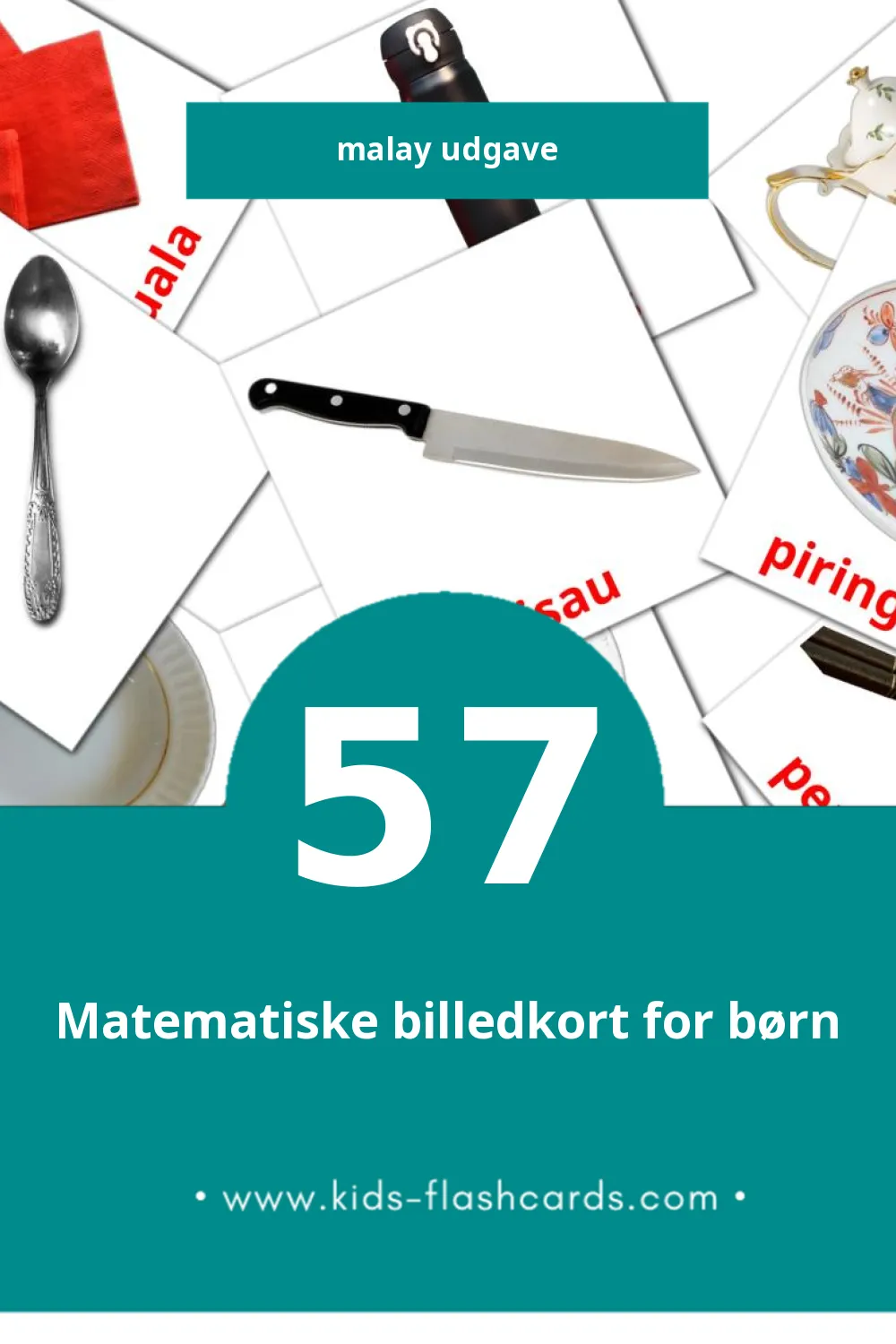 Visuelle billedkort for børn om Dapur til småbørn (57 kort på Malay)