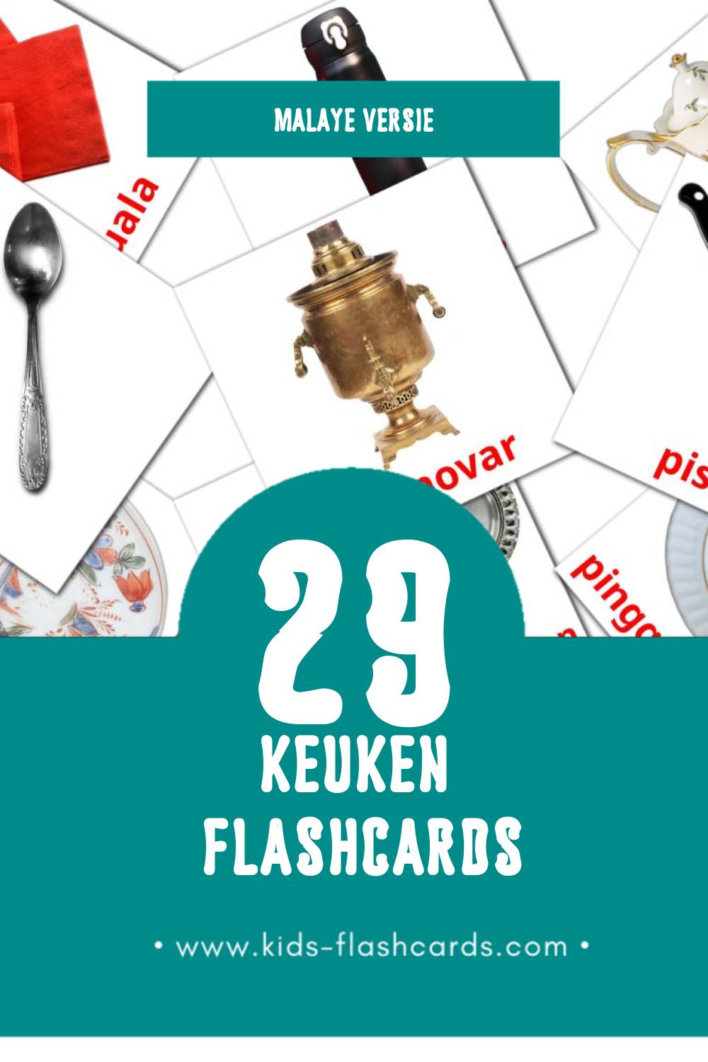 Visuele Dapur Flashcards voor Kleuters (29 kaarten in het Malay)