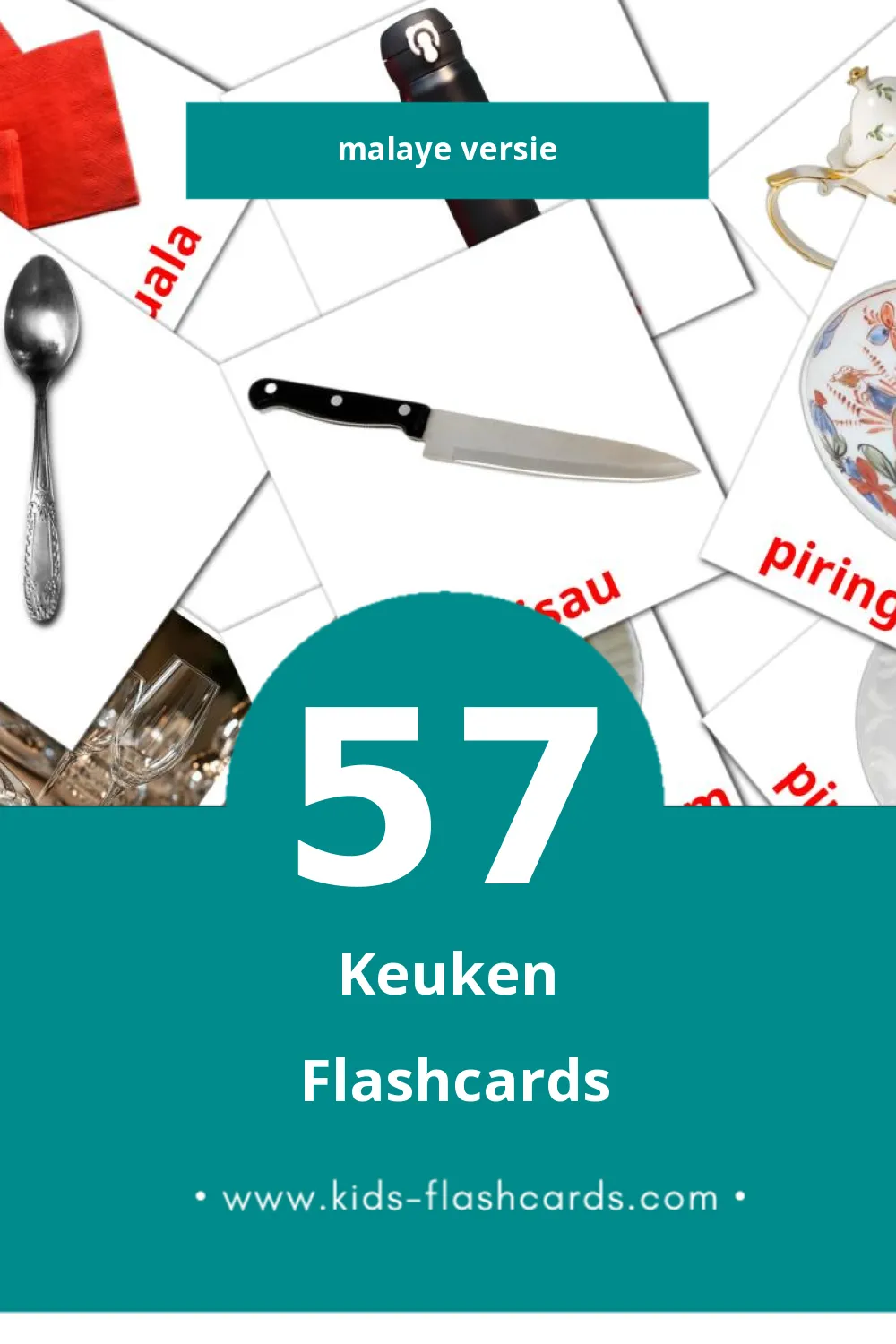 Visuele Dapur Flashcards voor Kleuters (57 kaarten in het Malay)