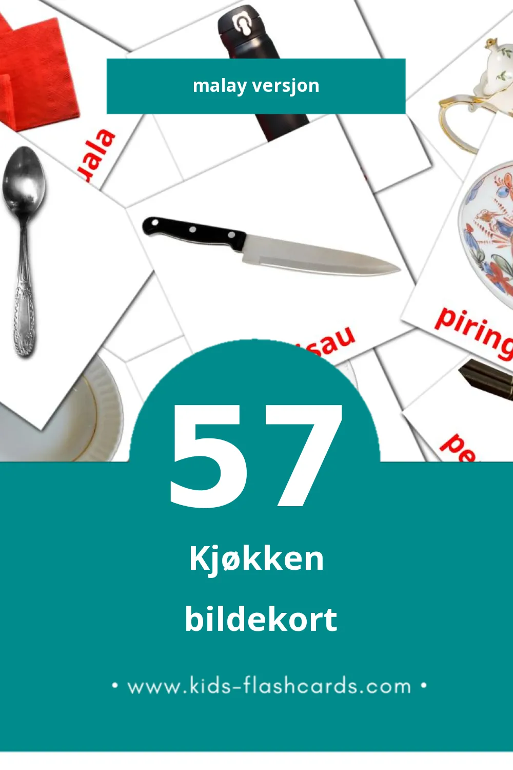 Visuelle Dapur bildekort for småbarn (57 kort på Malay)