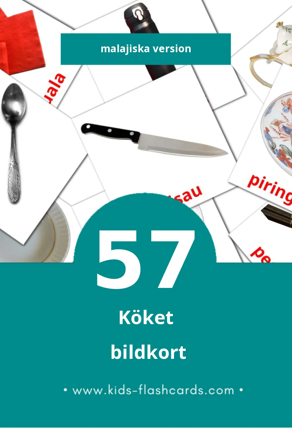 Visuella Dapur för småbarn (57 bildkort för barn på Malajiska)