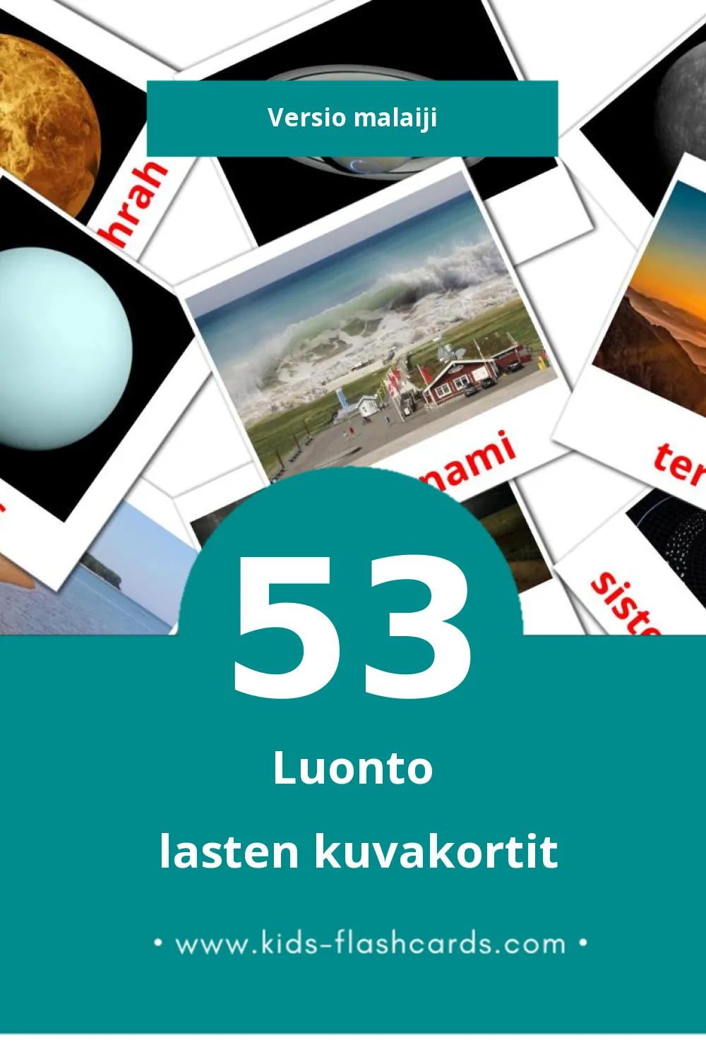 SEMULAJADI lasten kuvakortit pikkulapsille (53 korttia Malaijiksi)