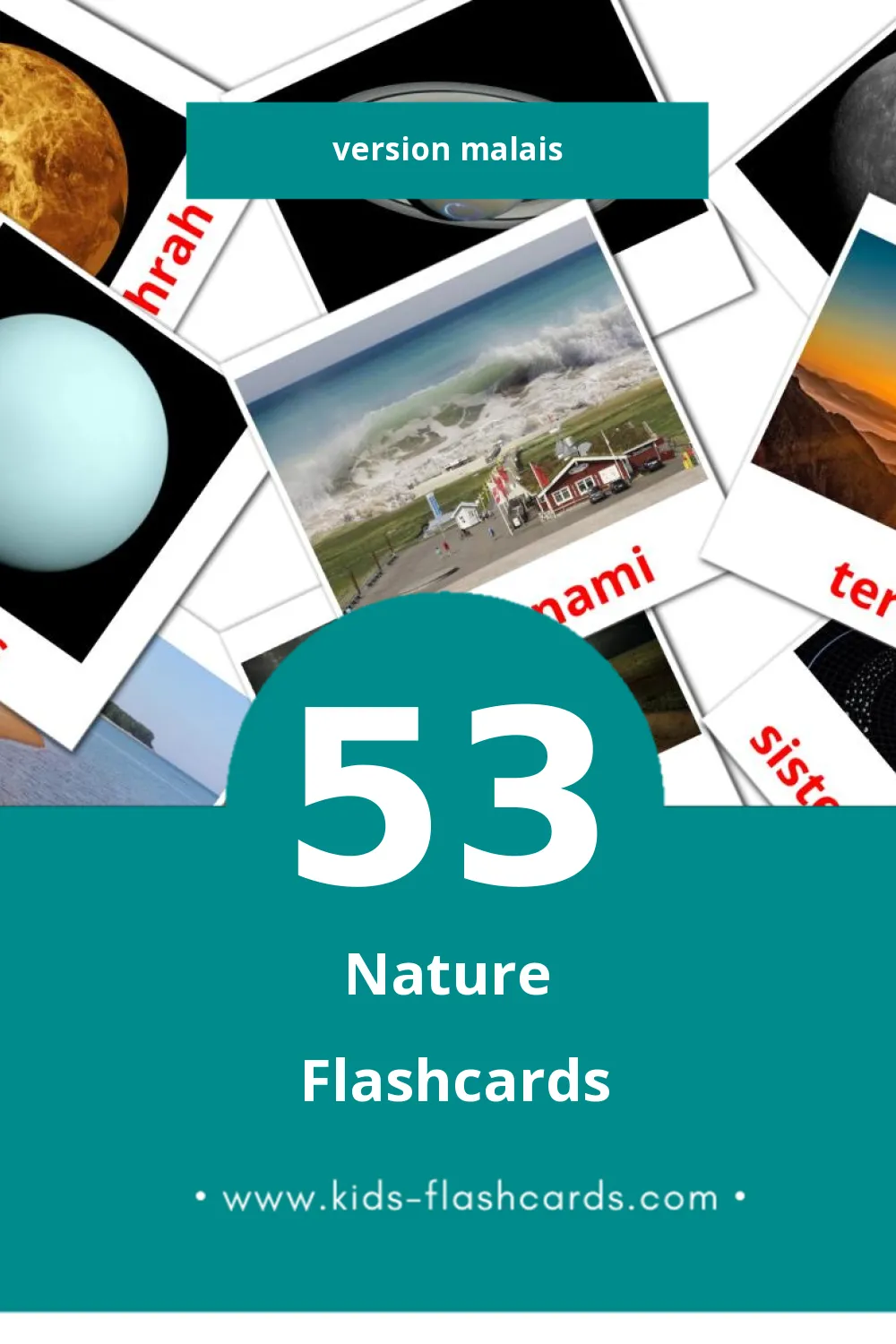 Flashcards Visual SEMULAJADI pour les tout-petits (53 cartes en Malais)