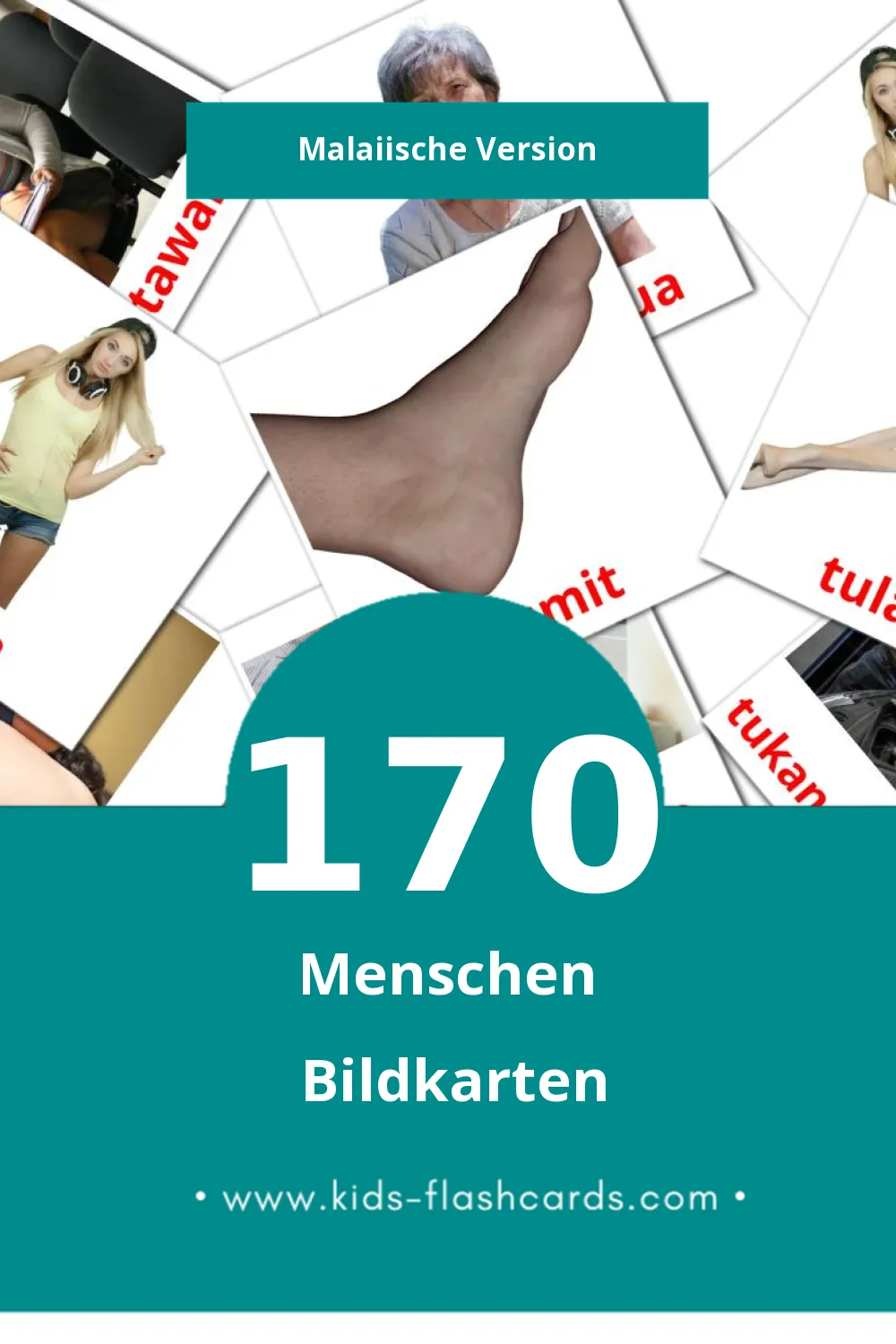 Visual Orang Flashcards für Kleinkinder (170 Karten in Malaiisch)