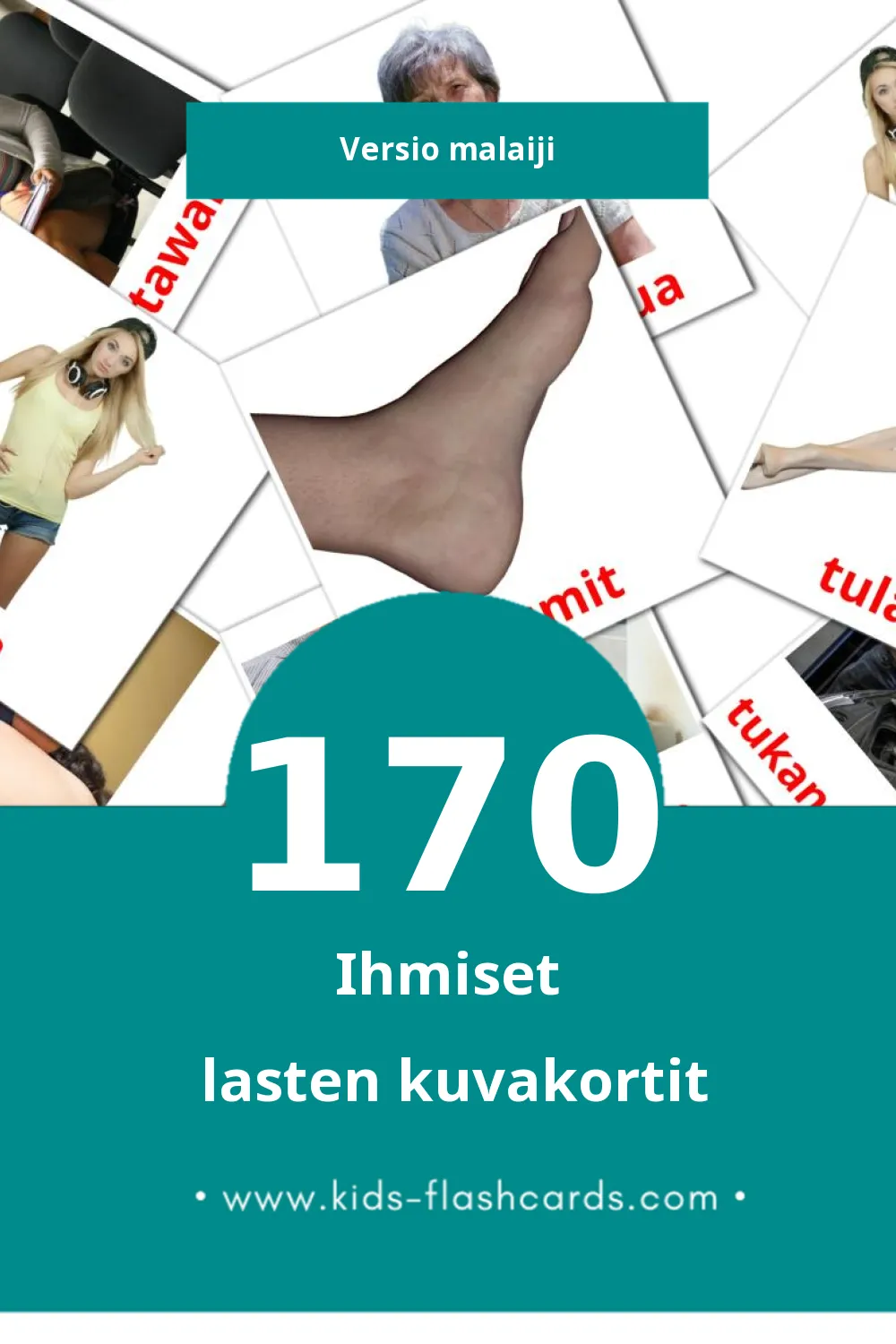 Orang lasten kuvakortit pikkulapsille (170 korttia Malaijiksi)