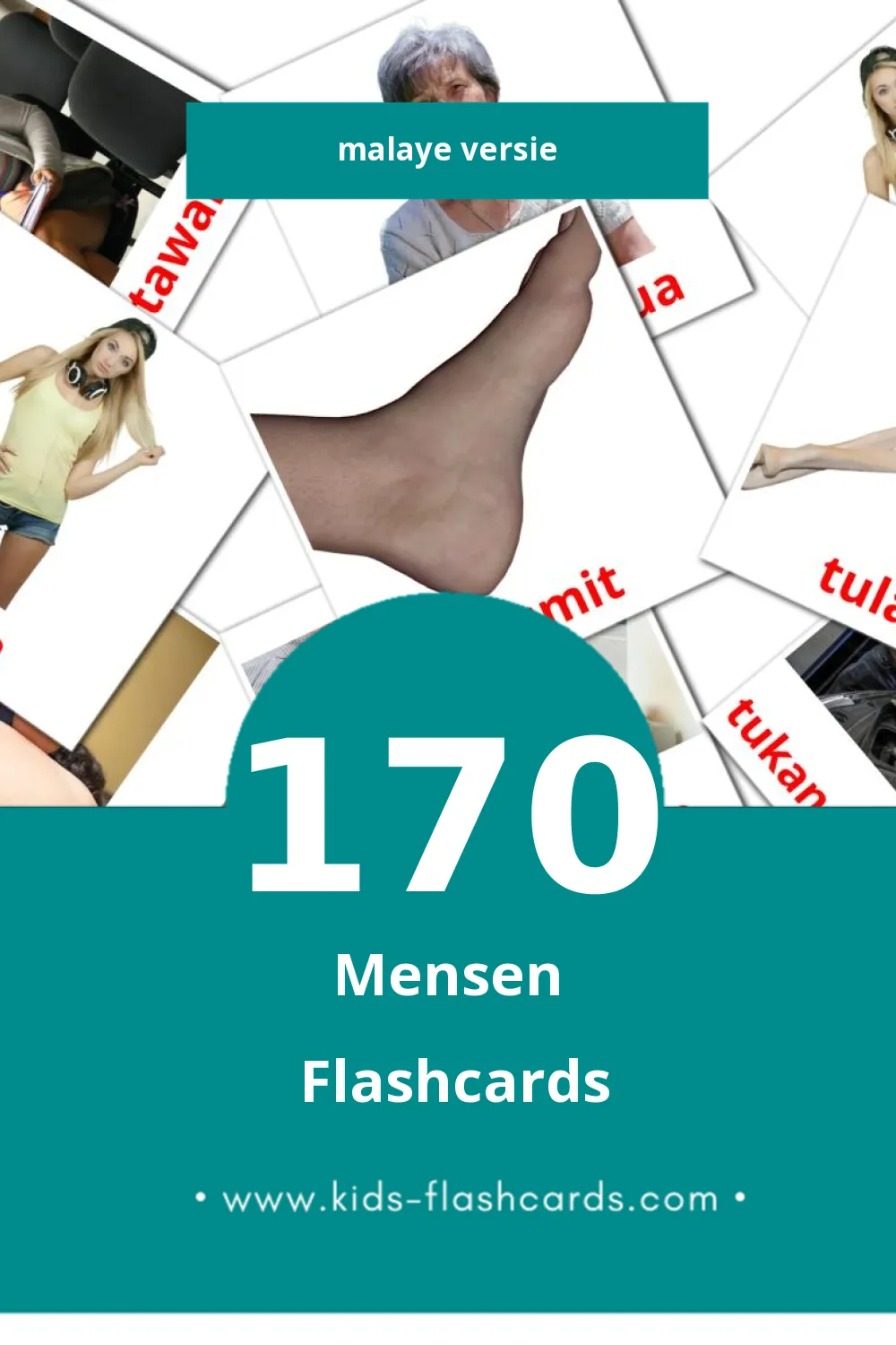 Visuele Orang Flashcards voor Kleuters (170 kaarten in het Malay)