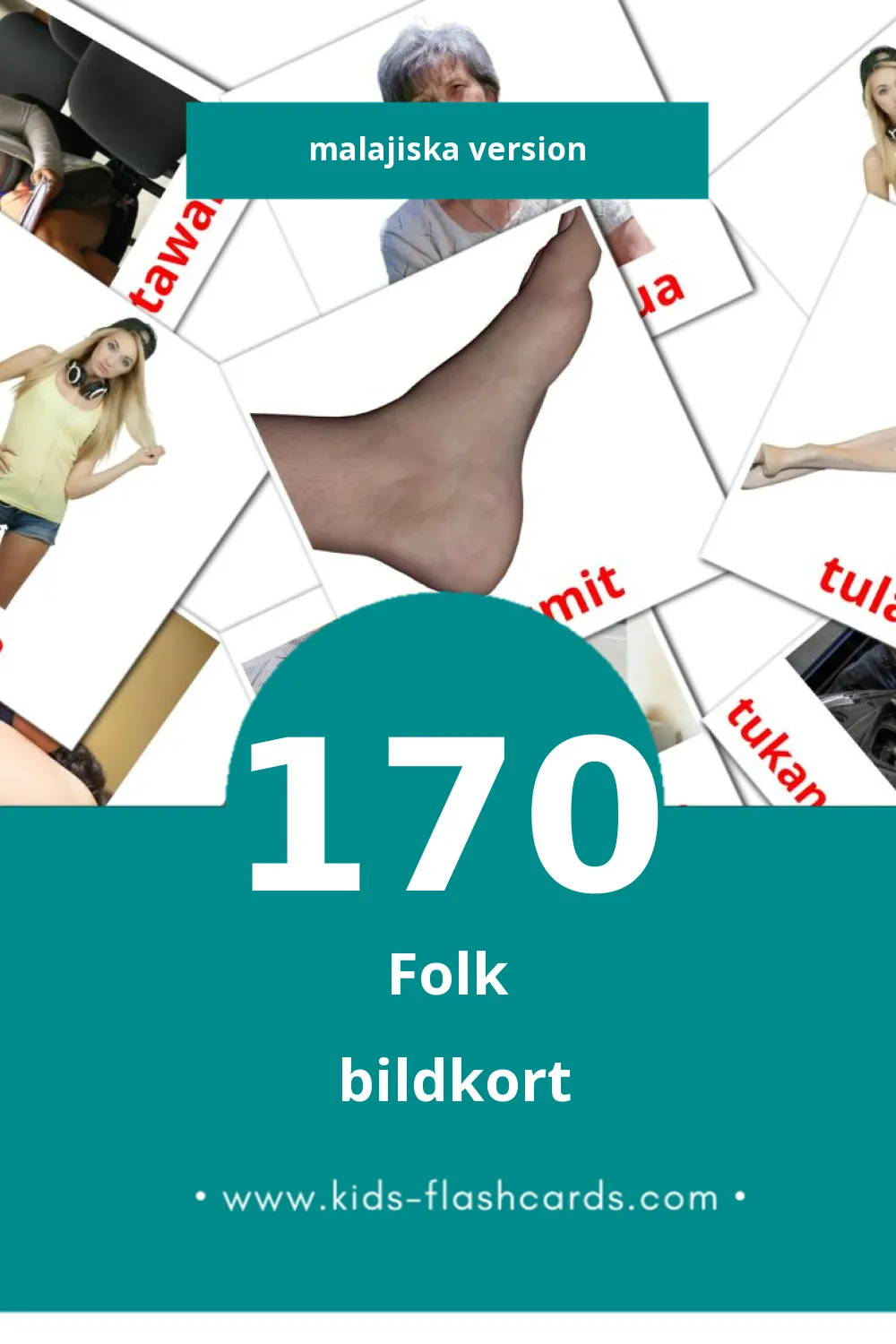 Visuella Orang för småbarn (170 bildkort för barn på Malajiska)