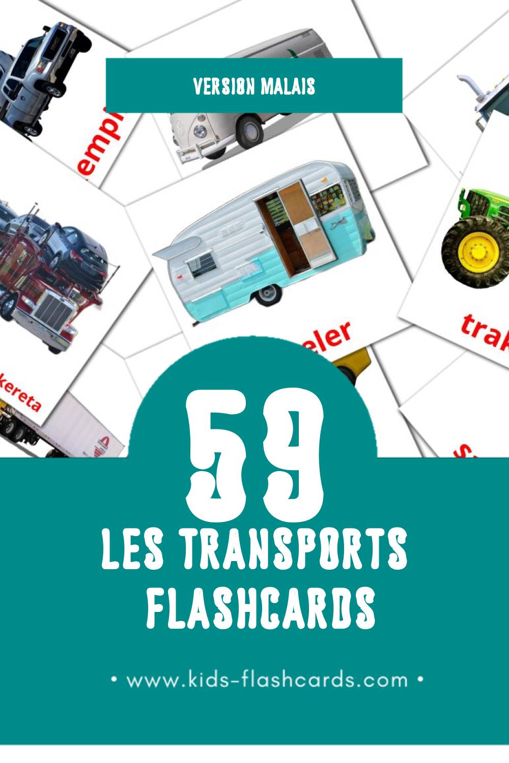 Flashcards Visual Pengangkutan pour les tout-petits (59 cartes en Malais)