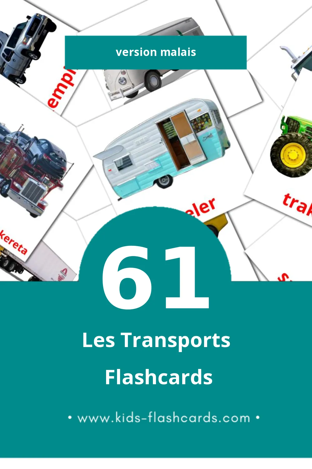 Flashcards Visual Pengangkutan pour les tout-petits (61 cartes en Malais)