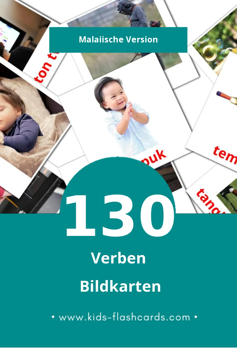 Visual PERBUATAN Flashcards für Kleinkinder (130 Karten in Malaiisch)