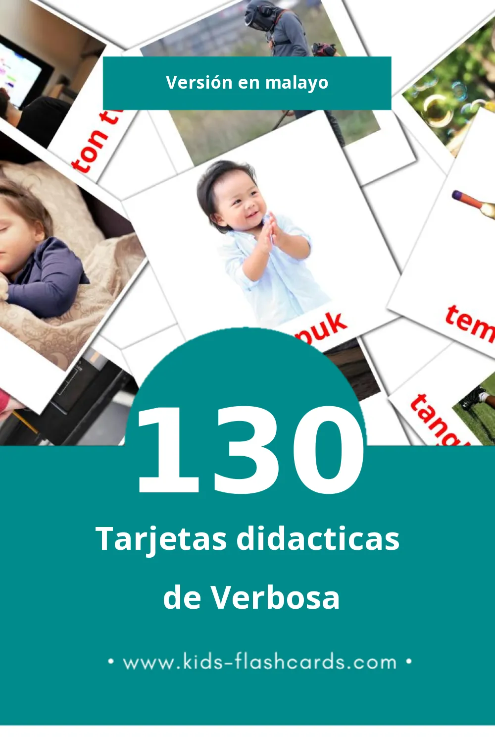 Tarjetas visuales de PERBUATAN para niños pequeños (130 tarjetas en Malayo)