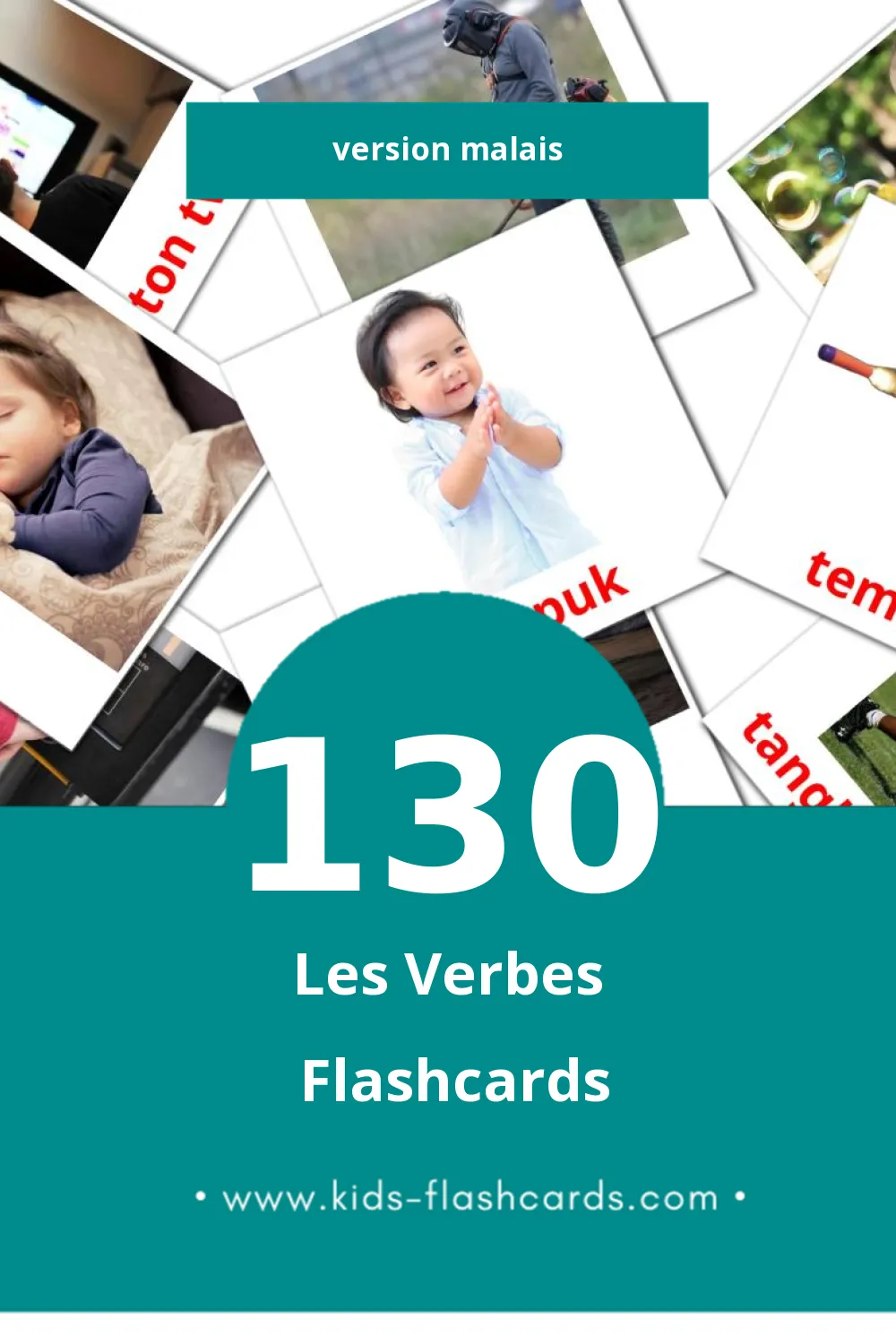 Flashcards Visual PERBUATAN pour les tout-petits (130 cartes en Malais)