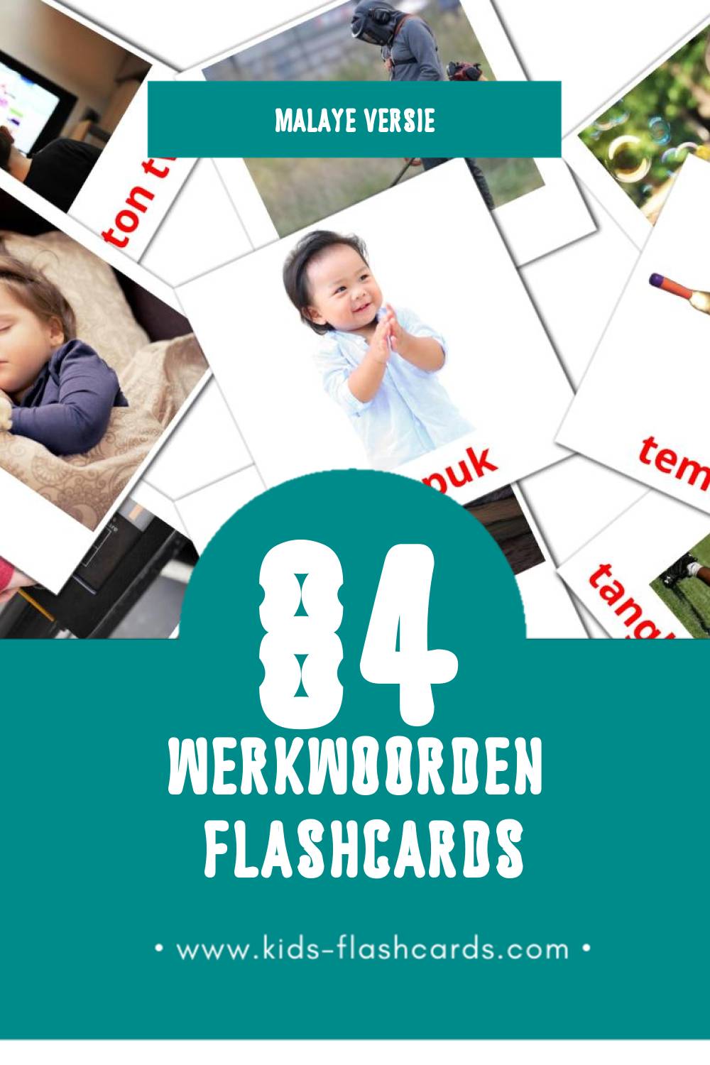 Visuele PERBUATAN Flashcards voor Kleuters (126 kaarten in het Malay)
