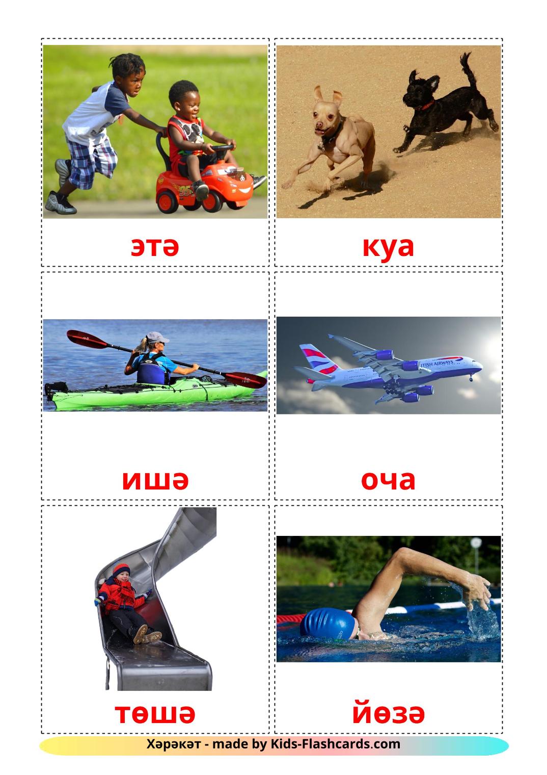 Movement verbs - 22 Free Printable tatar Flashcards 