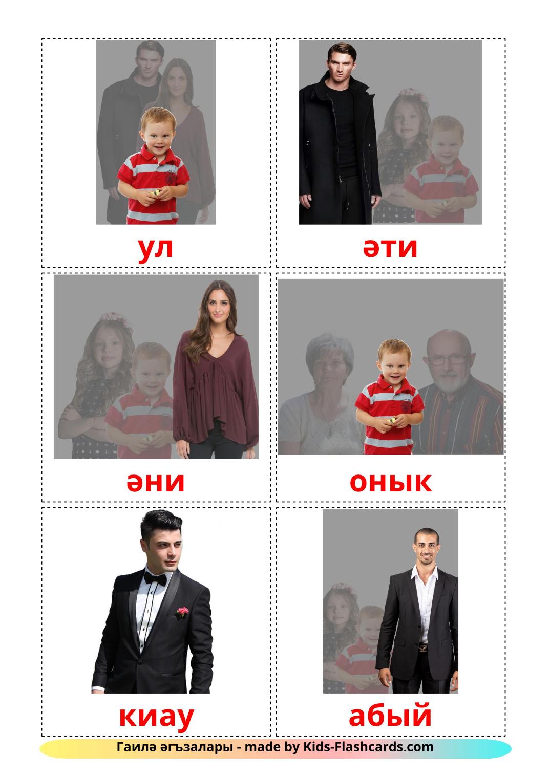 Membros da família - 32 Flashcards tatares gratuitos para impressão