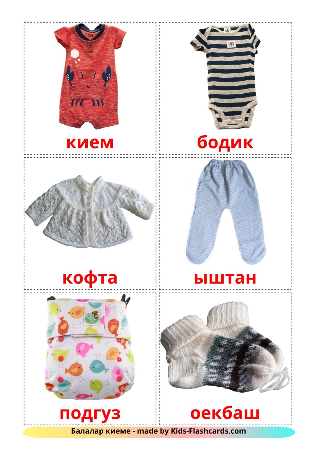 Baby clothes - 12 Free Printable tatar Flashcards 