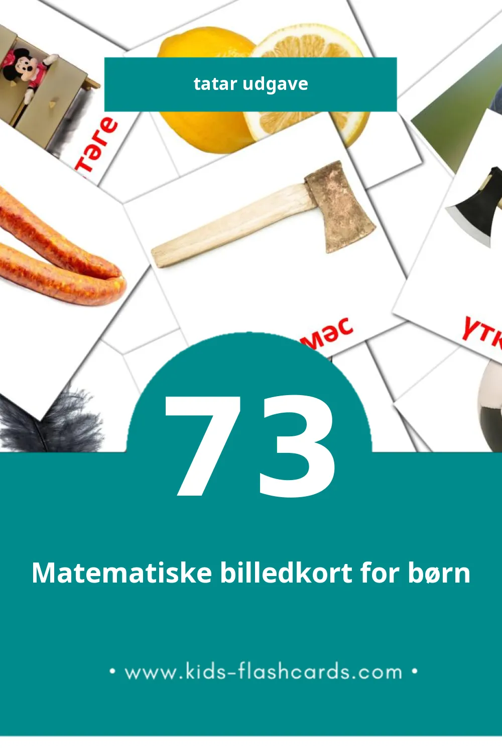 Visuelle billedkort for børn om Сыйфат til småbørn (73 kort på Tatar)