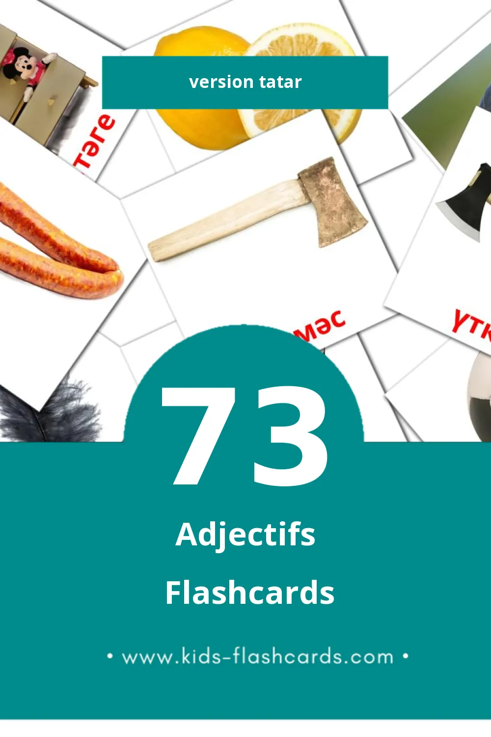 Flashcards Visual Сыйфат pour les tout-petits (73 cartes en Tatar)