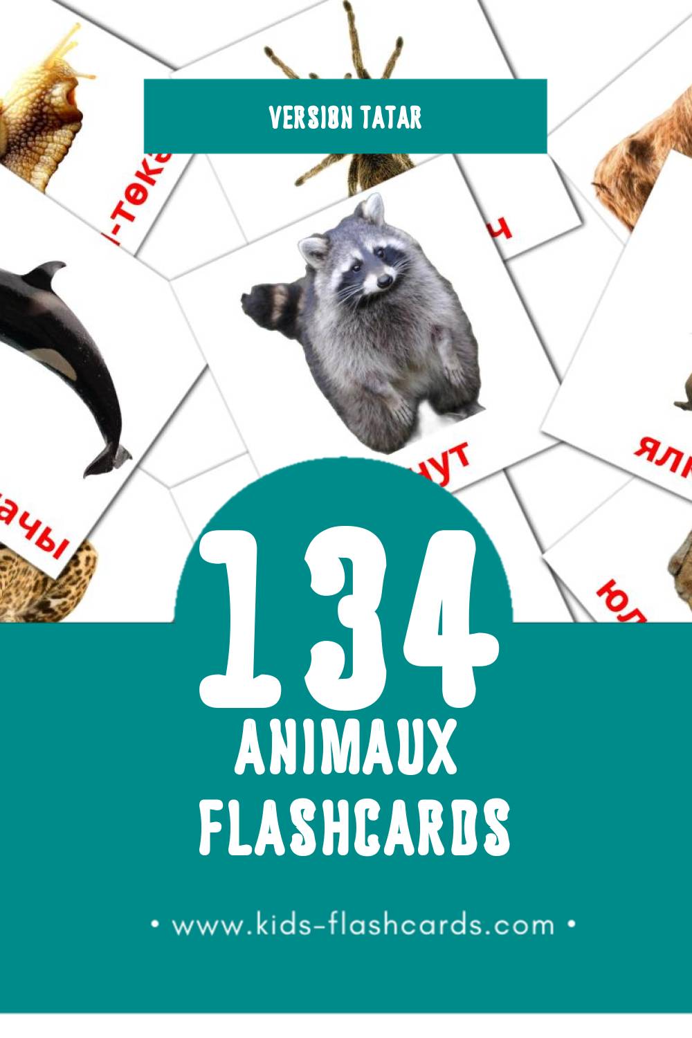 Flashcards Visual хайваннар pour les tout-petits (97 cartes en Tatar)