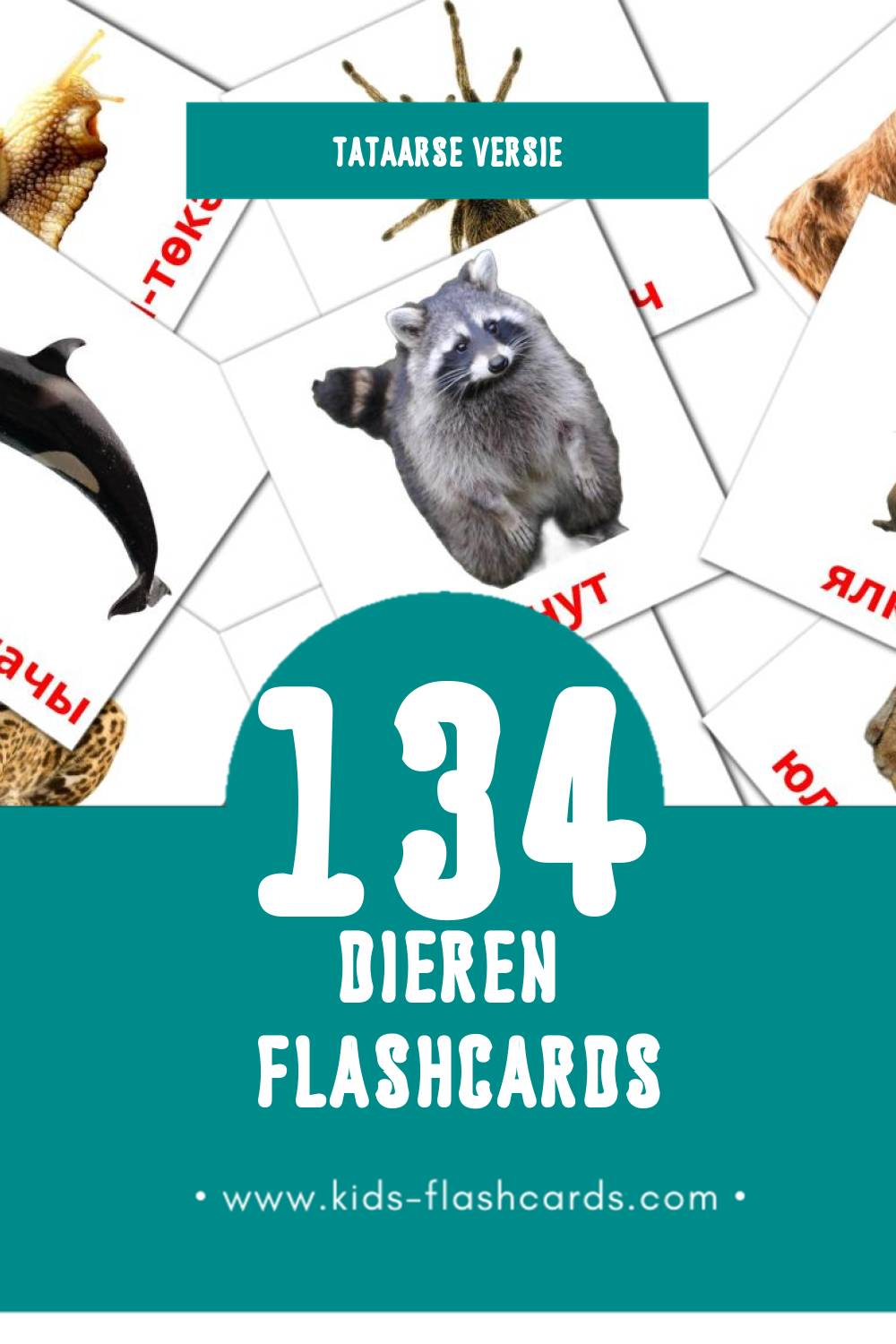Visuele Хайваннар Flashcards voor Kleuters (134 kaarten in het Tataars)