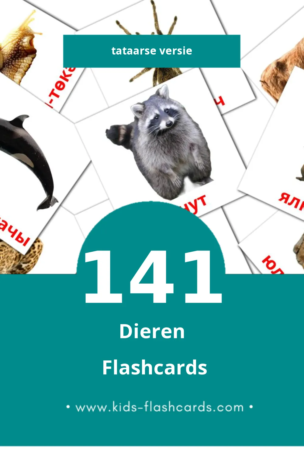 Visuele Хайваннар Flashcards voor Kleuters (141 kaarten in het Tataars)