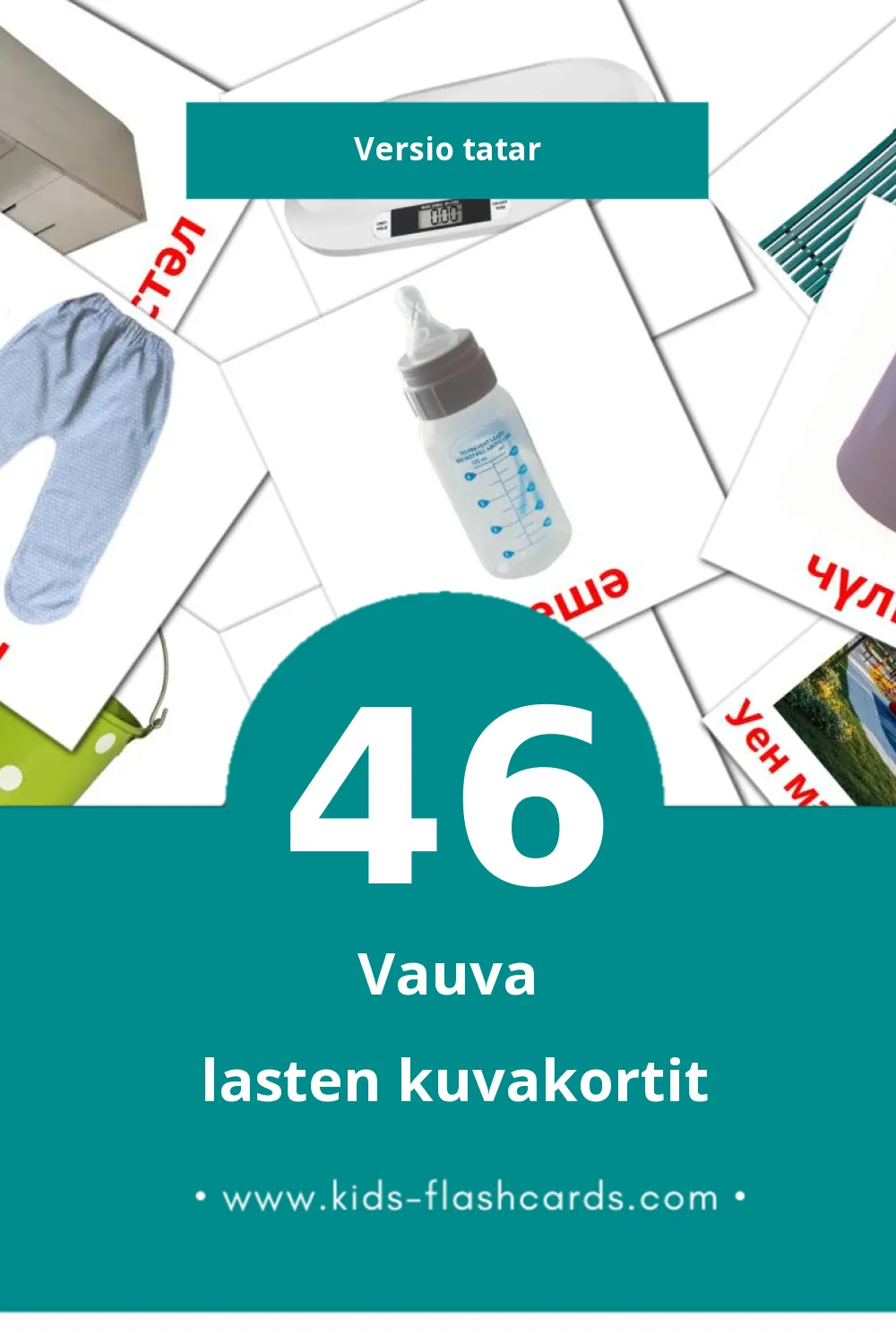 Бала lasten kuvakortit pikkulapsille (46 korttia Tatarksi)