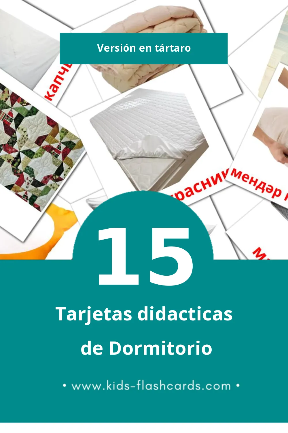 Tarjetas visuales de Йокы бүлмәсе para niños pequeños (15 tarjetas en Tártaro)