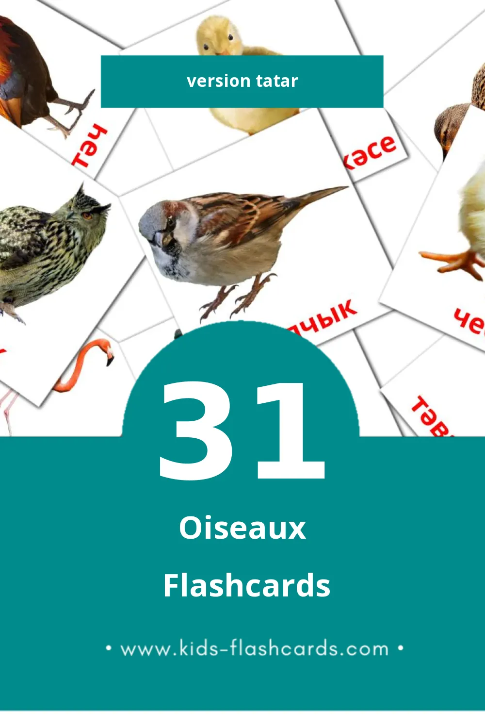 Flashcards Visual Кош-корт pour les tout-petits (31 cartes en Tatar)