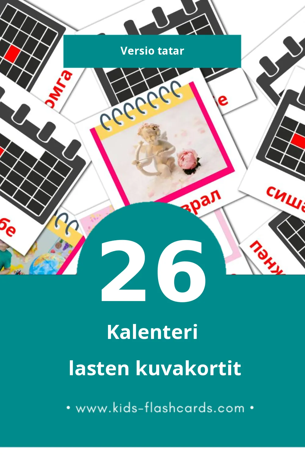 Календарь lasten kuvakortit pikkulapsille (26 korttia Tatarksi)