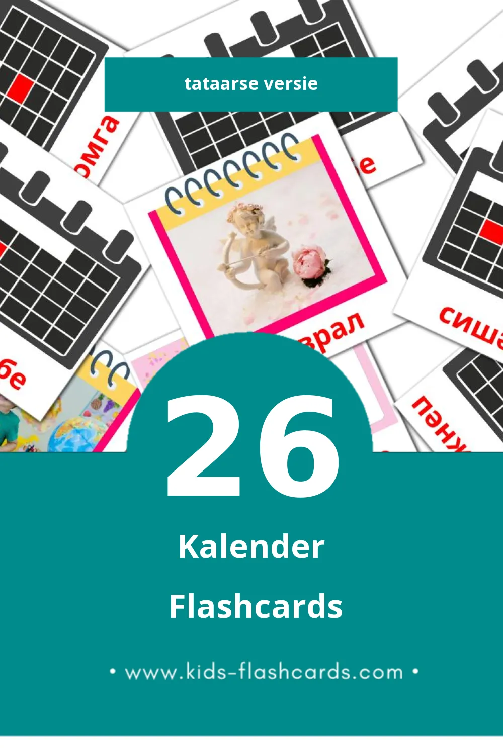 Visuele Календарь Flashcards voor Kleuters (26 kaarten in het Tataars)