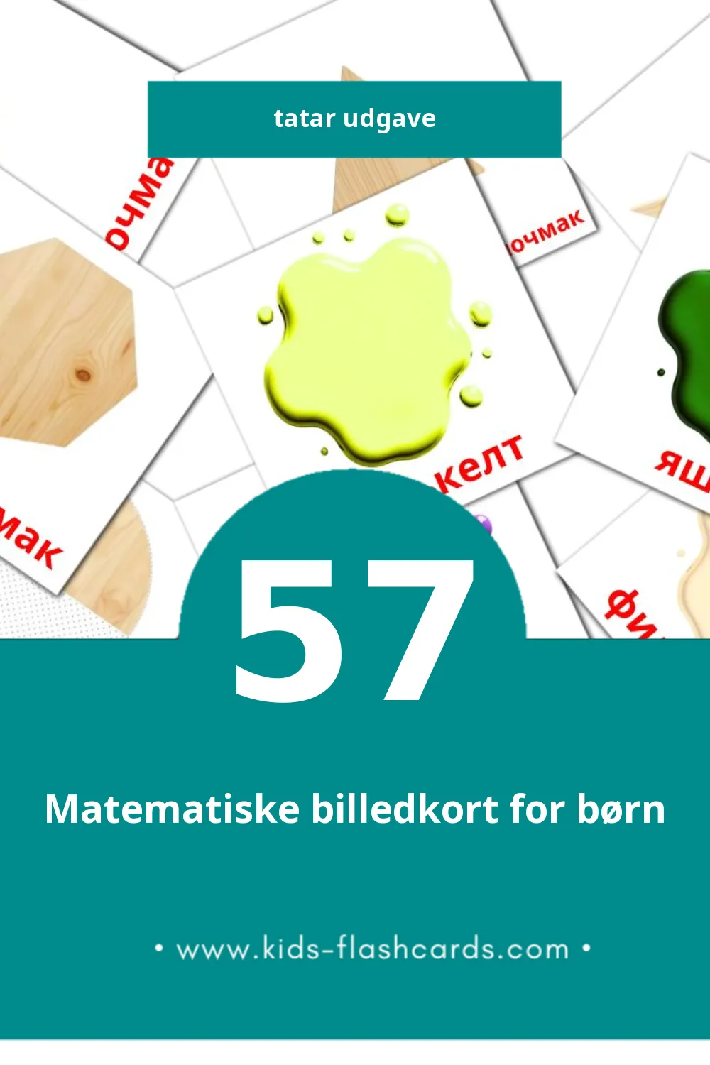 Visual Төсләр һәм формалар Flashcards for Toddlers (57 cards in Tatar)