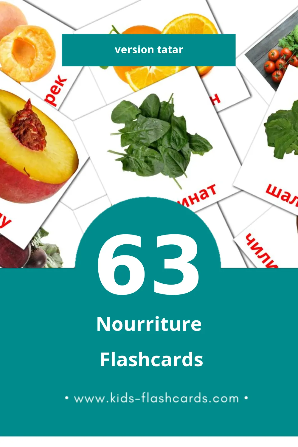 Flashcards Visual Азык pour les tout-petits (63 cartes en Tatar)