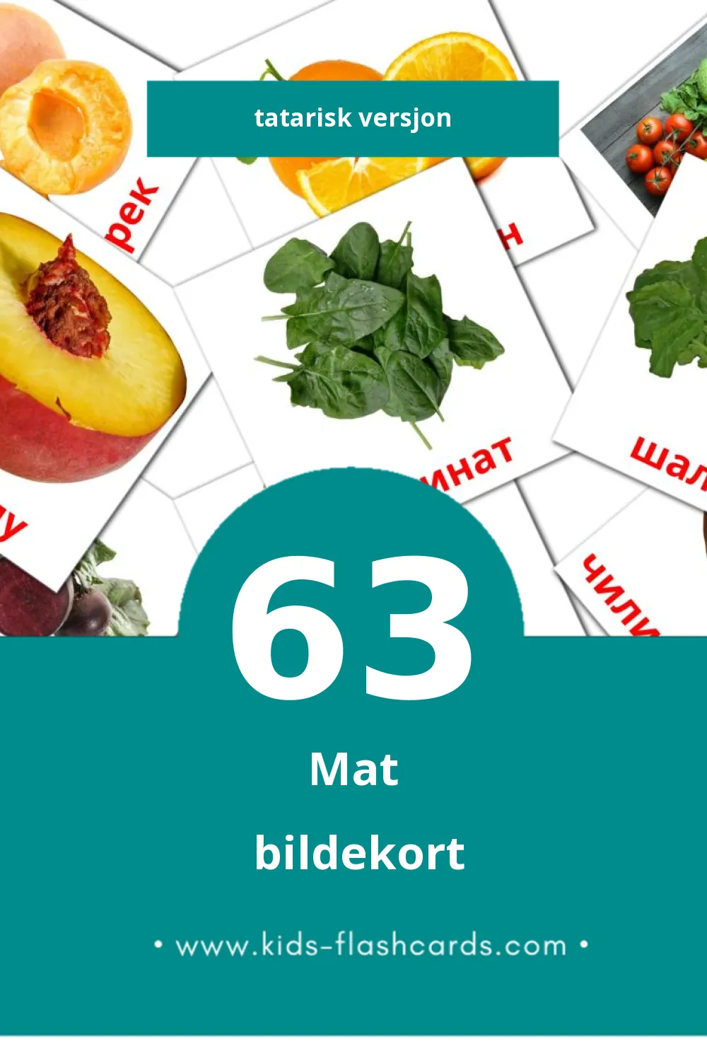 Visuelle Азык bildekort for småbarn (63 kort på Tatarisk)