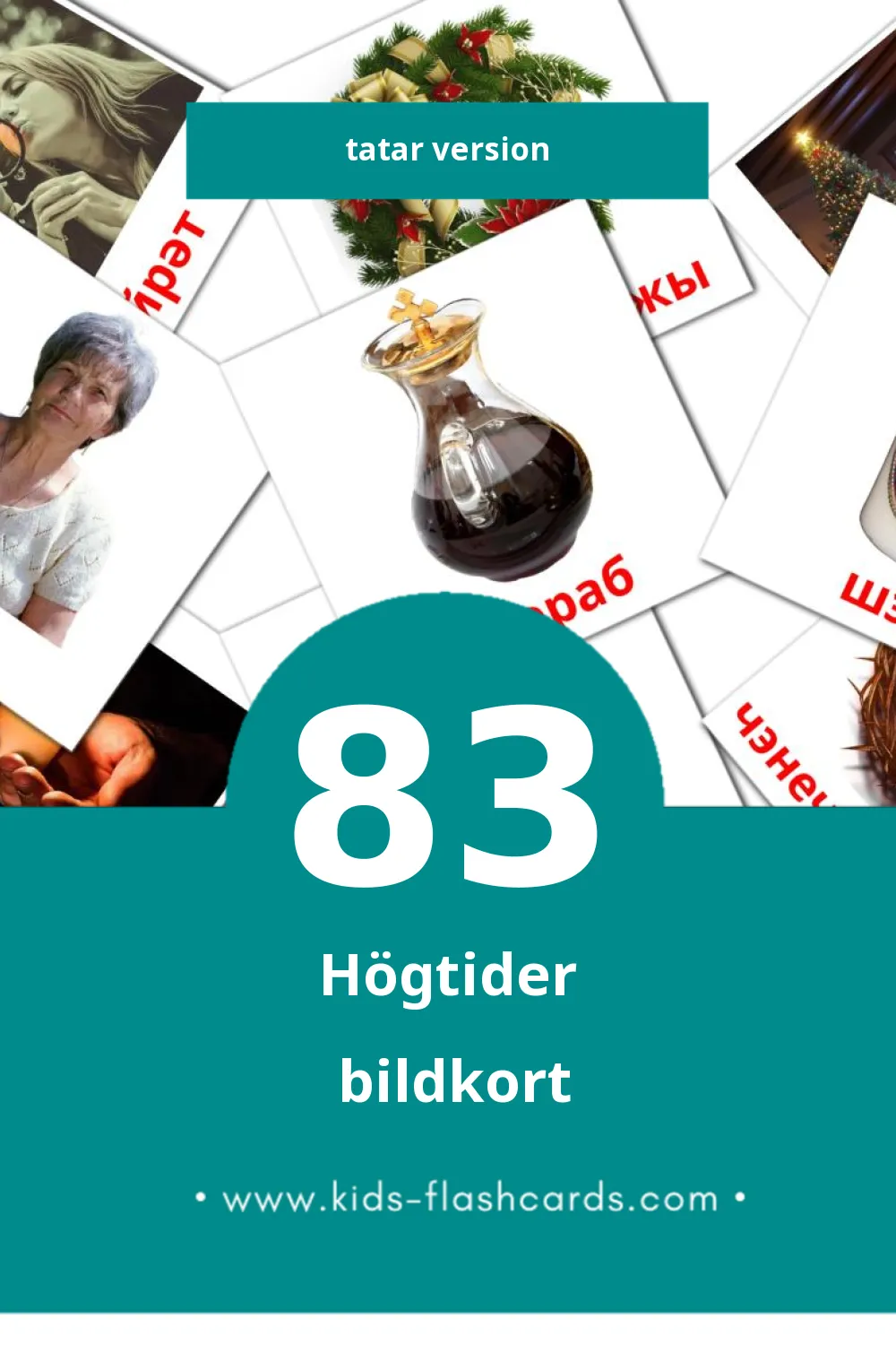 Visuella Каникуллар för småbarn (83 bildkort för barn på Tatar)